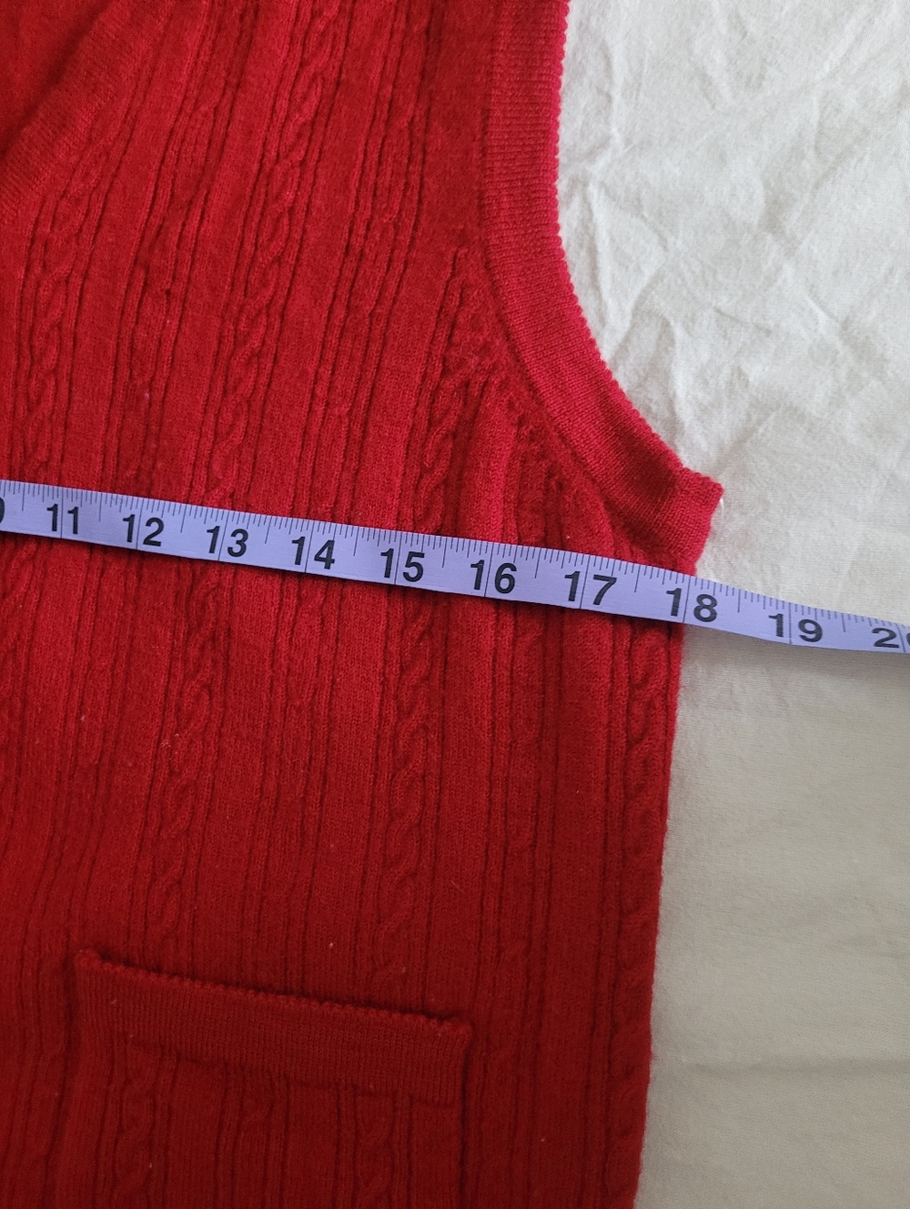 Tabi Vintage Red Cable-Knit Button Front Sweater Vest 100% Wool S Gold Button - Picture 7 of 9